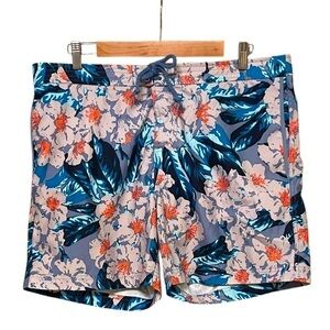 Original Penguin Multicolor Tropical Floral Blue Swim Shorts Trunks